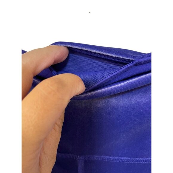 Athleta Elation High Rise Tight Pants Leggings Purple Velvet Velour Size Large - Picture 3 of 5